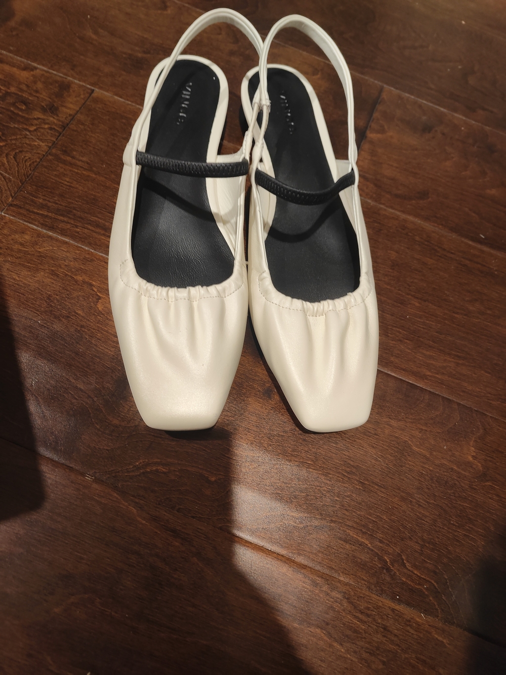 Vince Cream Slingback Flats with Black Strap